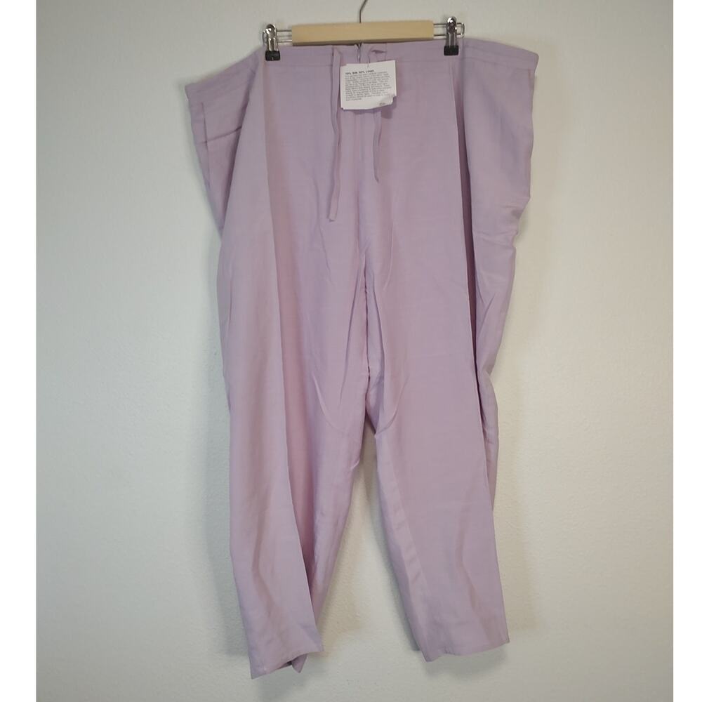 Silk Lore by Beth Terrell Lilac Silk/Linen Blend High Rise Capri Size 3X